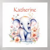 Poster Illustration Personnalisée d'un Éléphant de Bébé M (Devant)