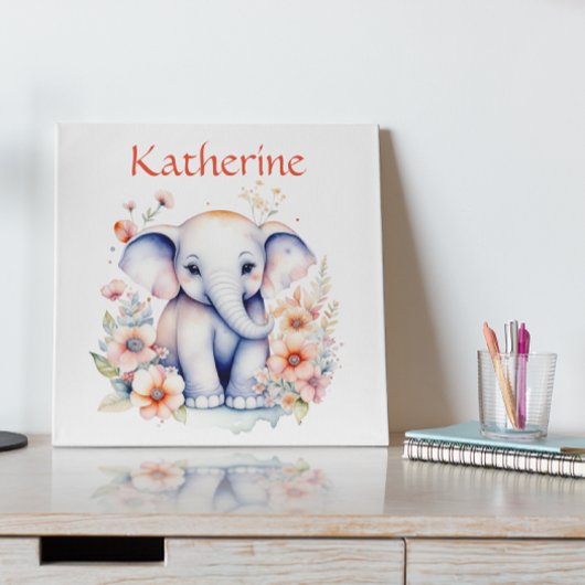 Poster Illustration Personnalisée d'un Éléphant de Bébé M