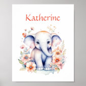 Poster Illustration Personnalisée Mignonne d'un Éléphant (Devant)