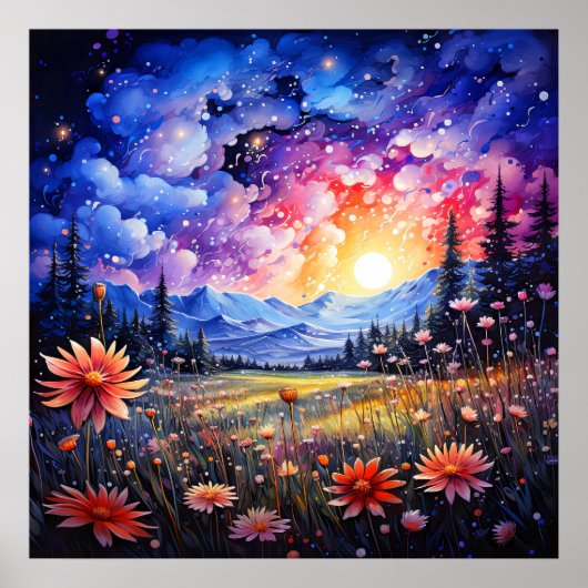 Poster Illustration pittoresque des Prairies après minuit (Devant)