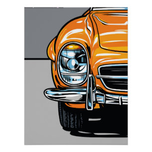 Poster Illustration Pop Art Avant d'une voiture de sport