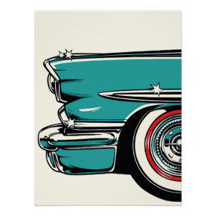 Poster Illustration Pop Art Avant d'une voiture de sport