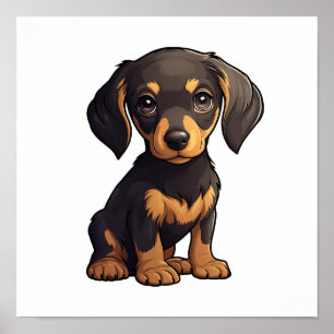Poster Illustration pour chien de dessin