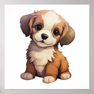 Poster Illustration pour chien de dessin