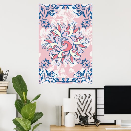 Poster Illustration Rangoli, Vie Lumineuse (Bureau à domicile)