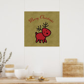 Poster Illustration Red Christmas Reindeer (Cuisine)