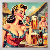 Poster Illustration Retro Beer Girl (Devant)