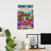 Poster Illustration Rétro de Buenos Aires Argentine Vinta (Bureau à domicile)