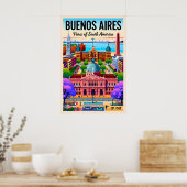 Poster Illustration Rétro de Buenos Aires Argentine Vinta (Cuisine)