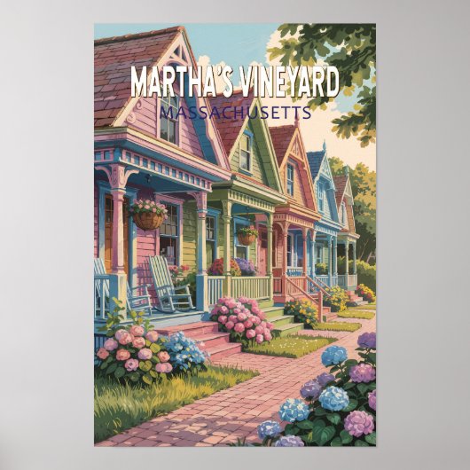 Poster Illustration Rétro de Martha's Vineyard Massachuse (Devant)