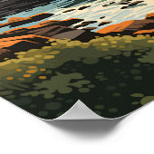 Poster Illustration rétro du parc national d'Acadia (Coin)