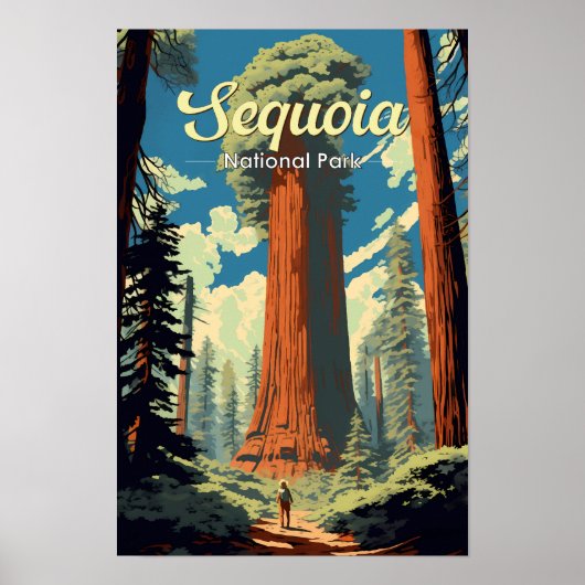 Poster Illustration rétro du parc national de Sequoia (Devant)