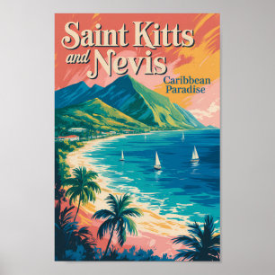 Poster Illustration Rétro du Paysage de Saint-Christophe-