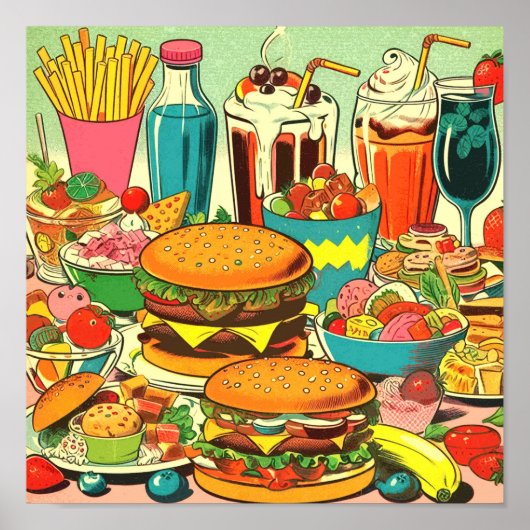 Poster Illustration Retro Food Comic (Devant)