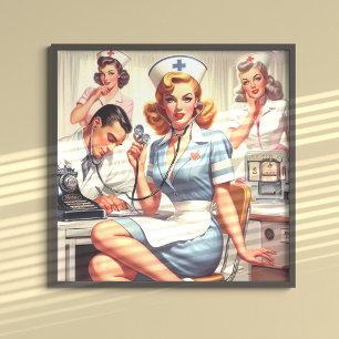 Poster Illustration Retro Nurse