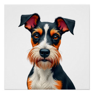 Poster Illustration Rétro Portrait de Chien Coloré Vintag