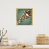 Poster Illustration rétrospective de la crème glacée (Cuisine)