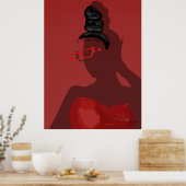 Poster Illustration rouge sophistiquée de l'art creux fém (Cuisine)