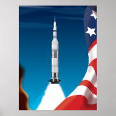 Poster Illustration Saturn cinq Space Rocket (Devant)