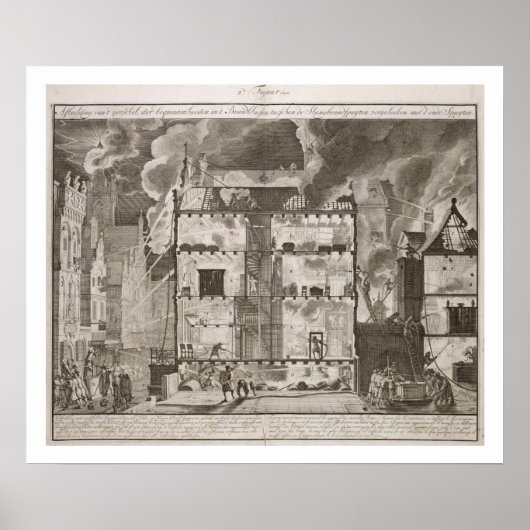 Poster Illustration showing new long fire hoses could (Devant)