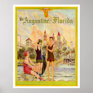 Poster Illustration St. Augustine Florida vintage 1920