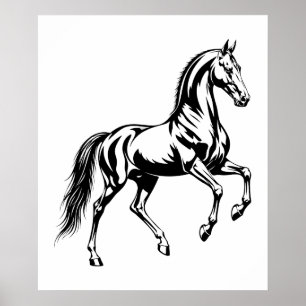 Poster Illustration stylisée d'un élégant cheval Akhal-Te