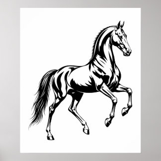 Poster Illustration stylisée d'un élégant cheval Akhal-Te