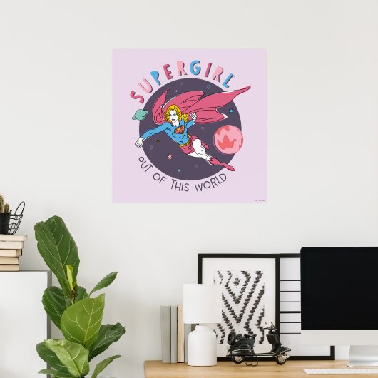 Poster Illustration Supergirl volant vers le haut (Bureau à domicile)