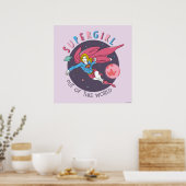 Poster Illustration Supergirl volant vers le haut (Cuisine)