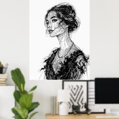 Poster Illustration Tatjana Patitz (Bureau à domicile)