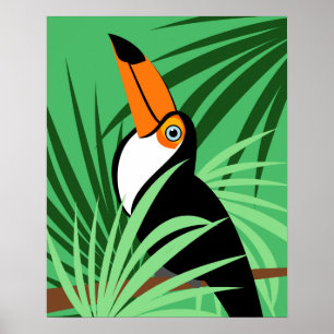 Poster Illustration tropicale d'oiseau de toucan