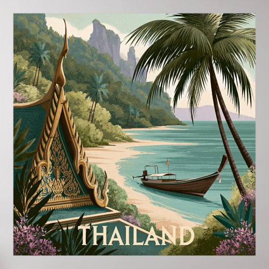 Poster Illustration Tropicale Thaïlande (Devant)