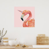 Poster Illustration Unicorne Flamant rose rose (Cuisine)