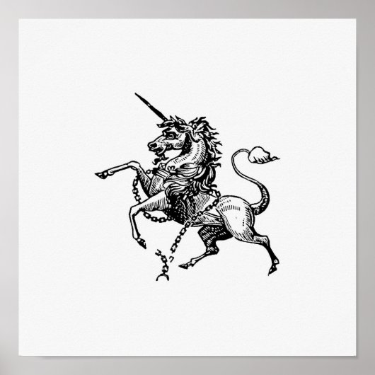 Poster Illustration Unicorne vintage (Devant)