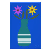 Poster Illustration vectorielle d'un vase avec deux fleur (Devant)