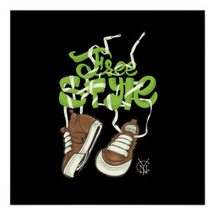 Poster Illustration vectorielle freestyle avec basket