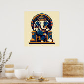 Poster Illustration vectorielle moderne de Ganesha bleu, (Cuisine)