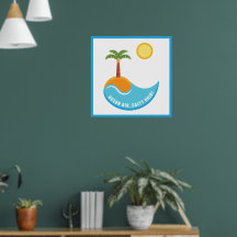 Illustration Vibrante De Plage Et D'Ocean Air Palm
