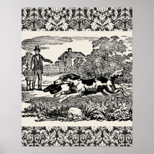 Poster Illustration victorienne d'art antique d'animal de