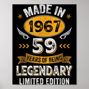 Poster Illustration vintage 1967 59 ans