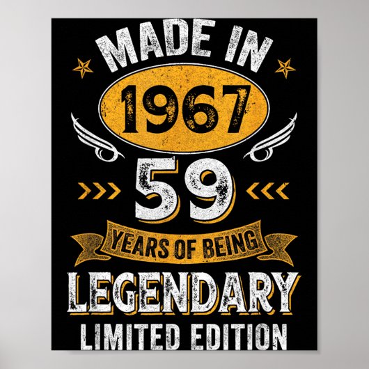 Poster Illustration vintage 1967 59 ans (Devant)