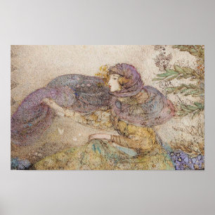 Poster Illustration vintage Annie French "Lilac Veil"