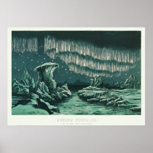 Poster Illustration vintage Aurora Borealis
