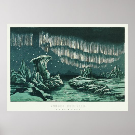 Poster Illustration vintage Aurora Borealis (Devant)