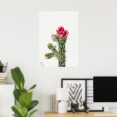 Poster Illustration vintage Cactus (Bureau à domicile)