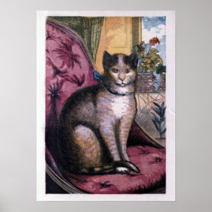 Poster Illustration vintage copie de "notre chat"