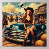Poster Illustration vintage Country Girl (Devant)