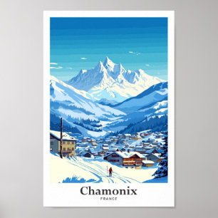 Poster Illustration Vintage d'Art Voyage de Chamonix Fran