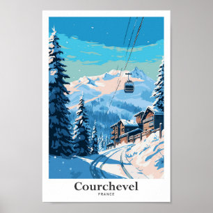 Poster Illustration Vintage d'Art Voyage de Courchevel Fr