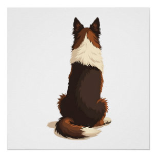 Poster Illustration vintage de Border Collie vu de dos